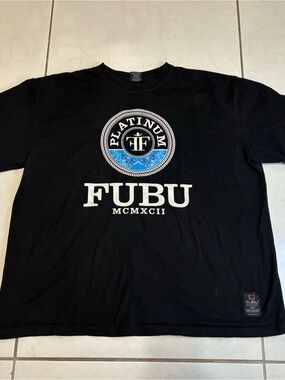 Vintage Y2K Platinum Fubu Authentic Fubu Jeans Co Graphic Black Tee Size 3XL